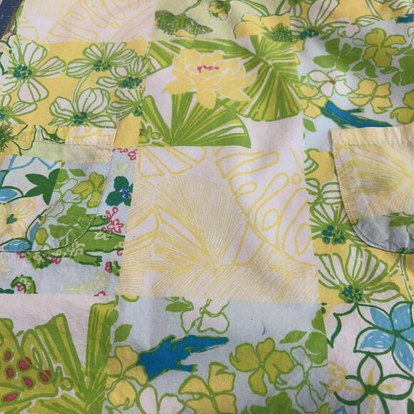 Lilly Pulitzer Girls Size 4 Cotton Floral Print Patchwork Shift Dress Yellow - Picture 12 of 13